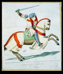 Illustration eines Tempelritters, nach einem Manuskript aus dem 14. Jahrhundert von French School