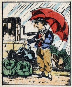 Illustration der Geschichte „Wahrhaftige Geschichte von Jeannot Serinet“. Holzstich von Imagery Pellerin - Epinal, späte 19. Jahrhundert.