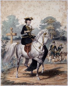 Kaiserin Eugenie in Jagdkleidung. Anonyme Gravur, ca. 1860 von French School