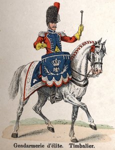 Kaiserliche Garde Napoleon I: Elite-Gendarmerie - Timbalier. Tafel aus dem Buch Les Uniforms de l