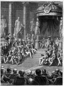 Imperiale Sitzung im Senat: Rede Napoleons über die Verfassung des neuen Königreichs Italien im Jahr 1805 von French School