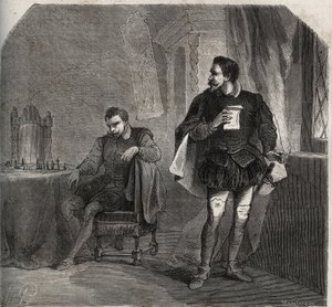 In einem Schachspiel mit James Balfour erhielt Jacques Hepburn (bekannt als Bothwell) (ca. 1534-1578), Liebhaber von Königin Maria I. Stuart (1542-1587), eine Nachricht von der Königin, die sie über ihren Ehemann Henry Stuart, genannt Lord Darnley, informi