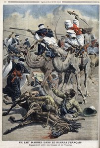 Im englischen Sahara: Kampf zwischen französischen Truppen und Tuaregs, Illustration aus der Zeitung „Le Petit Journal“ vom 17. März