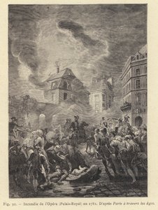 Brand der Oper, Palais-Royal, im Jahr 1781 von French School