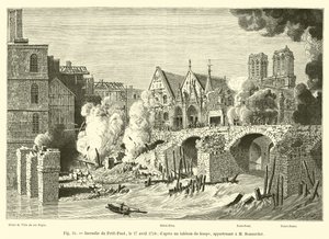 Brand der Petit-Pont, am 27. April 1718, nach einem zeitgenössischen Gemälde im Besitz von M. Bonnardot von French School