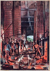 Industrielle Revolution - Puddelofen - Puddelöfen (Puddlage) - Gravur in „Wissenschaften für alle - Populäre Physik und Chemie“ von Alexis Clerc - Ende 19. Jahrhundert - Private Sammlung