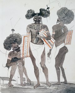 Einwohner von Port Dori, Aquarell von Jules-Louis Lejeune, basierend auf Voyage around world von French School