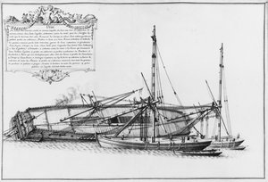 Inneres eines auf dem Rumpf liegenden Schiffes, Illustration aus dem Atlas de Colbert, Tafel 40