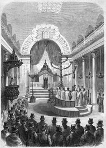 Einsetzung des Oberrabbiners der Konskription von Bordeaux in der Synagoge der Stadt, 1864 von French School