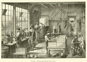 Innenansicht einer Seltzerwasserfabrik von French School