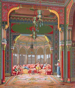 Innenansicht eines Harems in der Türkei, ca. 1880 von French School