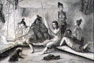 Innenansicht einer Eskimohütte in den 1860er Jahren