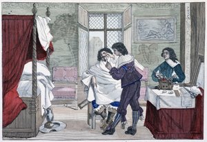 Innenraum des Hauses eines Barbiers im 17. Jahrhundert - in „Paris durch die Jahrhunderte“