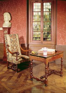 Innenansicht des Arbeitszimmers von Honore de Balzac (1799-1850) in seinem Haus in der Rue Raynouard