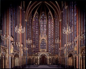 Innenansicht der oberen Kapelle der Sainte-Chapelle (1245 - 1248) in Paris, Frankreich von French School
