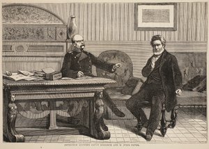 Interview zwischen Graf Bismarck und M. Jules Favre, September 1870, Illustration aus Cassells Geschichte des Krieges zwischen Frankreich und Deutschland, 1870-1871 von French School
