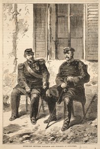Interview zwischen Napoleon und Bismarck in Doncherry, Illustration aus Cassells Geschichte des Krieges zwischen Frankreich und Deutschland, 1870-1871 von French School