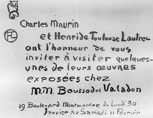 Einladung zu einer Ausstellung der Werke von Charles Maurin und Henri de Toulouse-Lautrec von French School