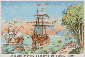 Jacques Cartier entdeckt Kanada, 1535 von French School