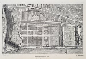 Jardin des Tuileries im Jahr 1652 (nach dem Plan von Gomboust) - in „Paris durch die Jahrhunderte“ von H. Gourdon de Genouillac, ed. F. Roy, Paris