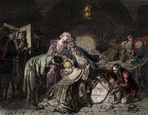 Jean Calas, calvinistischer Kaufmann, des Mordes beschuldigt von French School