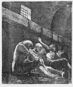 Jean Valjean im Gefängnis, Illustration aus Les Miserables, von Victor Hugo, 1865