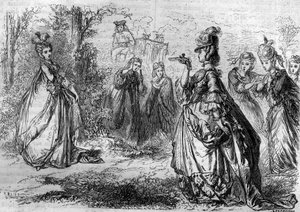 Jeanne Bécu, Gräfin (oder Madame) von Barry (1743-1793), Favoritin von Ludwig XV. im Pavillon von Lucienne. Gravur in „Geschichte der Päpste-Könige-Königinnen-und-Kaiser durch die Jahrhunderte“ von Maurice Lachatre von French School