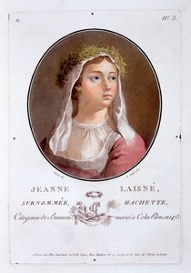Jeanne Laisne, aus Portraits des grands hommes, femmes illustres, et sujets memorables de France, veröffentlicht 1787-92 von French School