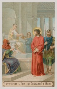 Jesus wird zum Tode verurteilt. Die erste Station des Kreuzwegs von French School