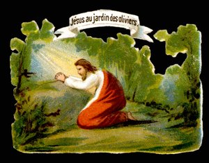 Jesus empfängt göttliches Licht im Garten Gethsemane - Chromolithographie, spätes 19. Jahrhundert