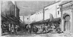 Jüdische Bevölkerung von Tetouan (Tetuan) in Marokko: Blick auf einen jüdischen Basar von French School