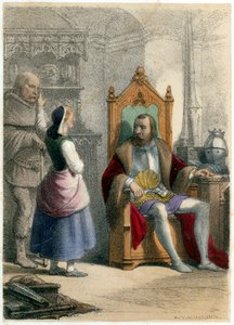 Johanna von Orléans und ihr Onkel Durand - Lapart zu Hauptmann Beaudricourt, Gouverneur von Vaucouleurs, „Ich muss zum edlen Dauphin gehen, mein Herr wünscht es so“ - in „Les enfants illustres - tales historiques“ von Madame Eugénie Foa