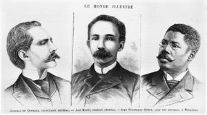 Jose Marti (1853-95), Gonzalo de Quesasa (1868-1915), Juan Gualberto Gomez (1854-1933), Illustration aus Le Monde Illustre, 16. März 1895 von French School
