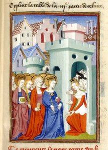 Gerechtigkeit, die Jungfrau und Heilige, MS Harley 4431, f.361r, Frankreich, ca. 1410-14