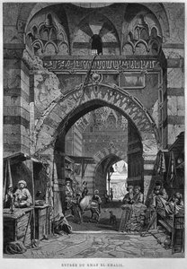 Eingang von Khan El-Khalil, aus LEgypte von Georg Moritz Ebers, 1881 (Gravur) von French School