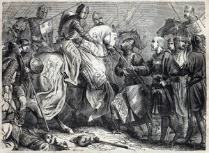 König Alfons V. der Großmütige (ca. 1396-1458), König von Aragon, erobert das Königreich Neapel. Gravur in 