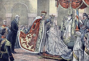 König Ferdinand I. von Rumänien krönt seine Königin