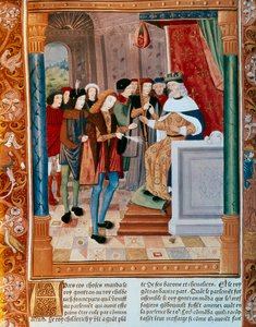 König Gontran I. Illuminiertes Manuskript. 15. Jahrhundert.