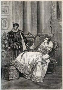König Heinrich II. (1519-1559) und Diane de Poitiers (1499-1566) - Heinrich II. von Frankreich und Diane de Poitiers - Gravur aus „Geschichte Frankreichs“ von Jules Michelet - 1876-1877
