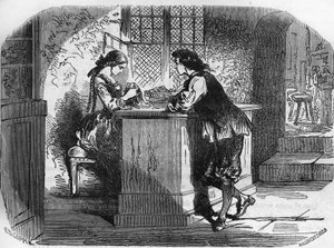 König Ludwig XI. bestellt für seine Geliebte ein prächtiges Schmuckstück, Gravur in „Die Geschichte der Prostitution und Ausschweifung“ von Dr. Th. -F. Debray