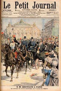 König Preah Bat Sisowath von Kambodscha besucht Paris. Der königliche Prozession auf der Place de l