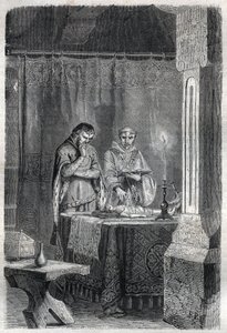 König von Frankreich Karl V. der Weise (1338 - 1380) konsultierte die Wahrsager. Gravur in „Geschichte der Päpste (...) Verbrechen der Königin, Könige und Kaiser durch die Jahrhunderte“ von Maurice Lachatre von French School