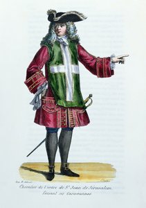 Ritter des Ordens von St. Johann von Jerusalem, Illustration aus Geschichte und Kostüme der Mönchsorden von Pater Helyot, 1842 von French School