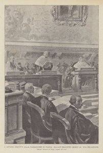 Der Dreyfus-Skandal vor dem Kassationshof in Paris, Ballot-Beaupré liest seinen Bericht von French School