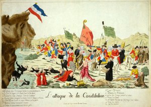 Der Angriff auf die Verfassung, veröffentlicht 1792 (handkolorierte Gravur)