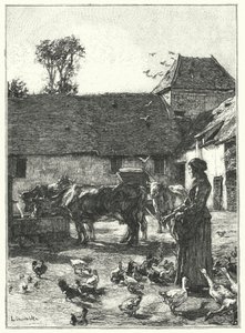 Der Hof des Bauernhofs von French School