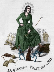 La Gigogne politique de 1848 (George Sand (Aurore Dupin, Baronne Dudevant) (1804-1876) französische Schriftstellerin). Karikatur erstellt in Bourges im Jahr 1848 aus der romantischen Sammlung von Adolphe Jullien. von French School