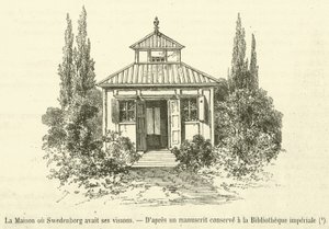 Das Haus, in dem Swedenborg seine Visionen hatte (Gravur) von French School