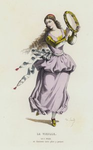 La Vieille (farbiger Stich) von French School