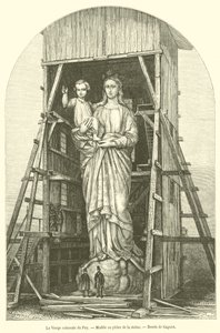 Die kolossale Jungfrau von Puy, Modell in Gips der Statue (Stich) von French School